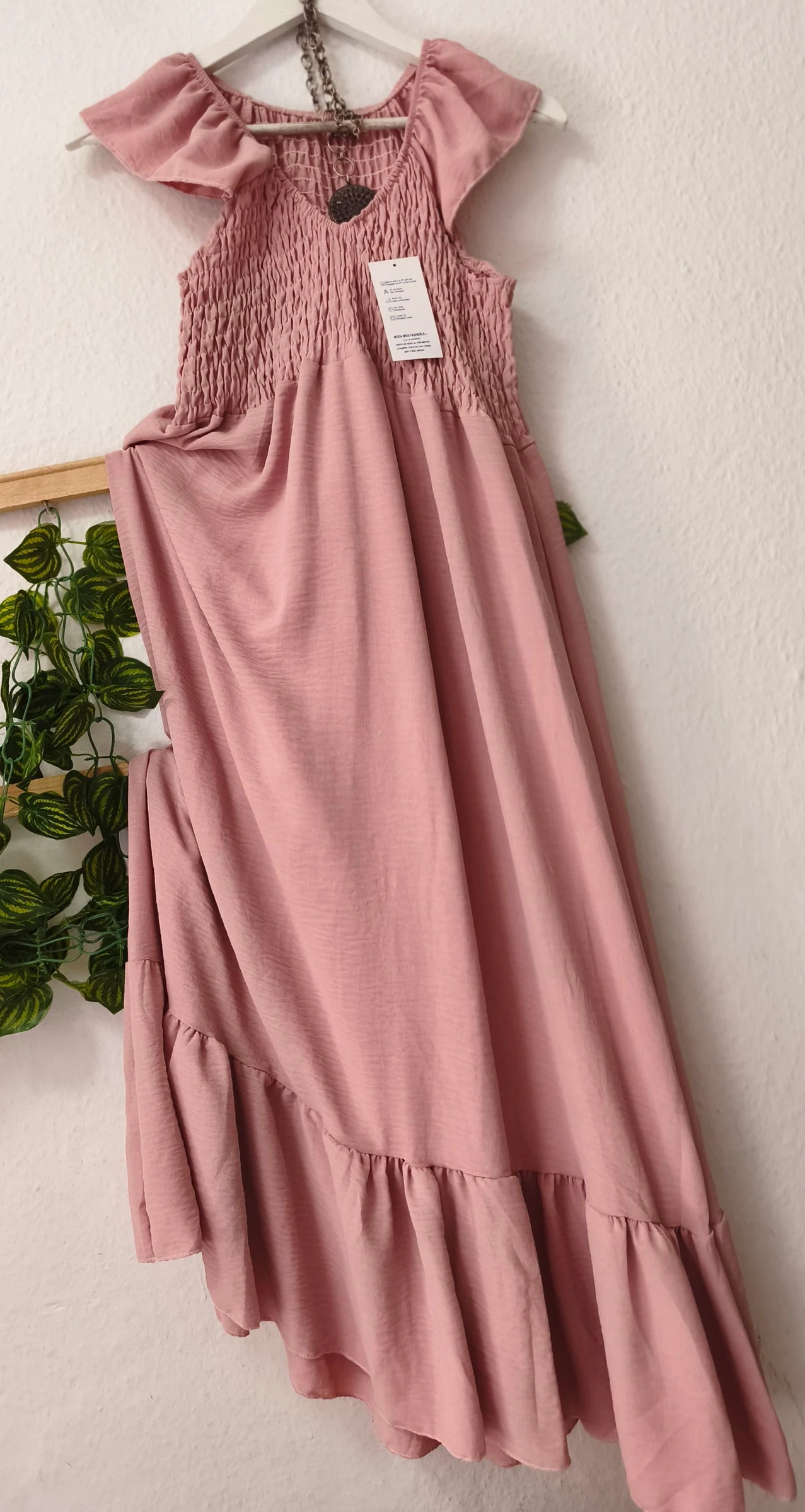 Pink nude bee panel adaptable fluid long dress size M L – photo 2
